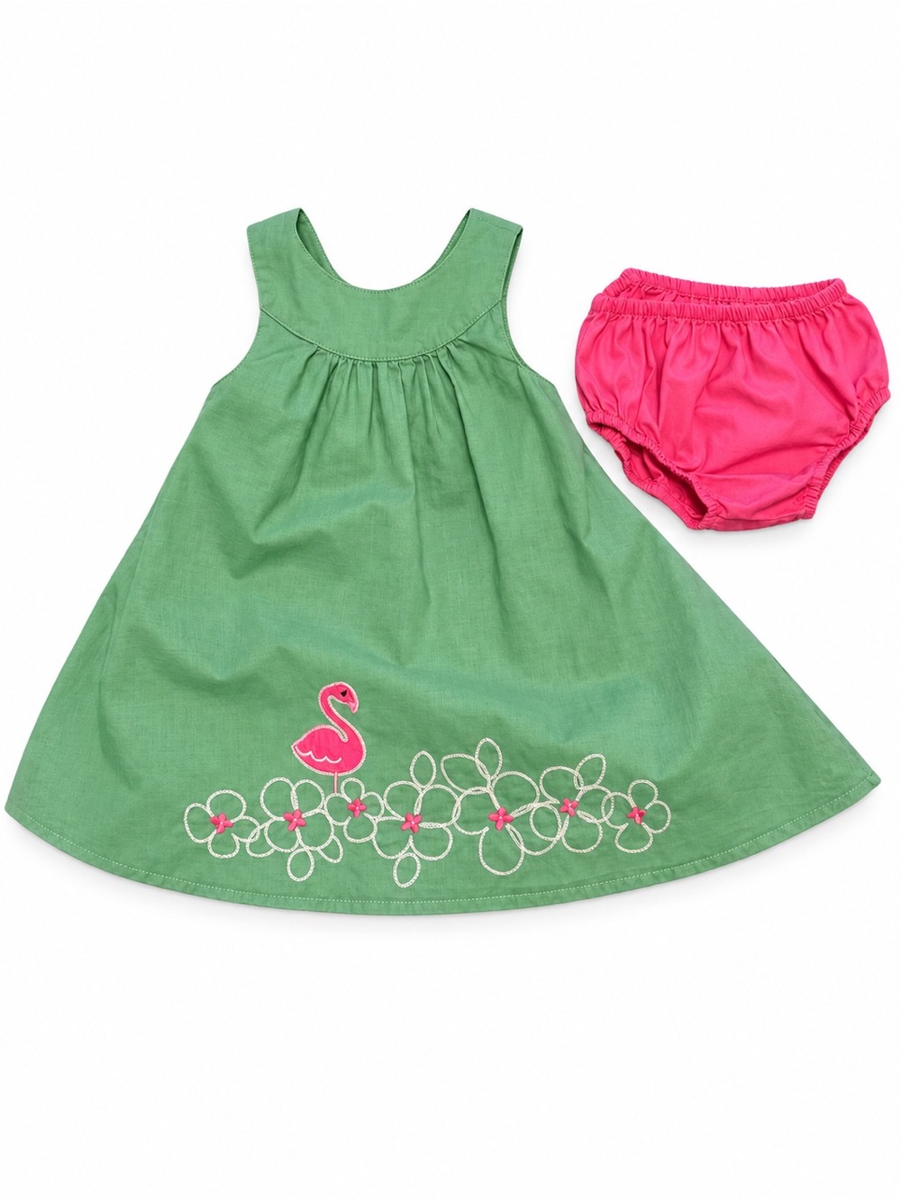 Vintage Gymboree Baby Flamingo Dress Bloomer Set 12–18 Months Cotton - Picture 3 of 6